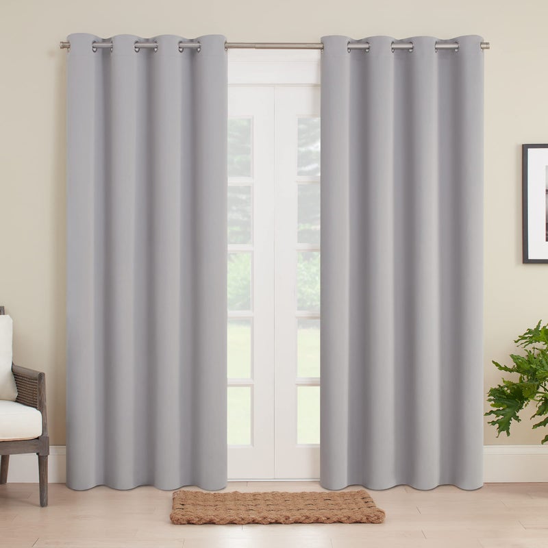 ECLIPSE Bradford Waterproof Blackout Thermal Insulated Grommet Outdoor Curtain for Patio or Porch (1 Panel)  52 in x 84 in  Grey - Image 2